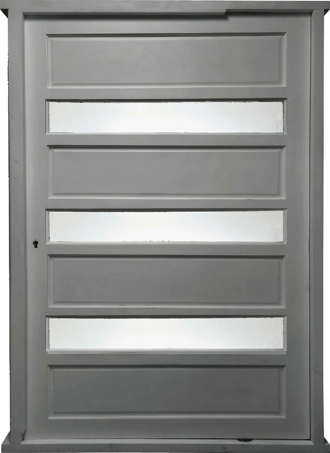 Hardwood 5-Panel Grey Pivot Door with Mirrored Glass - 1.2m x 2.1m