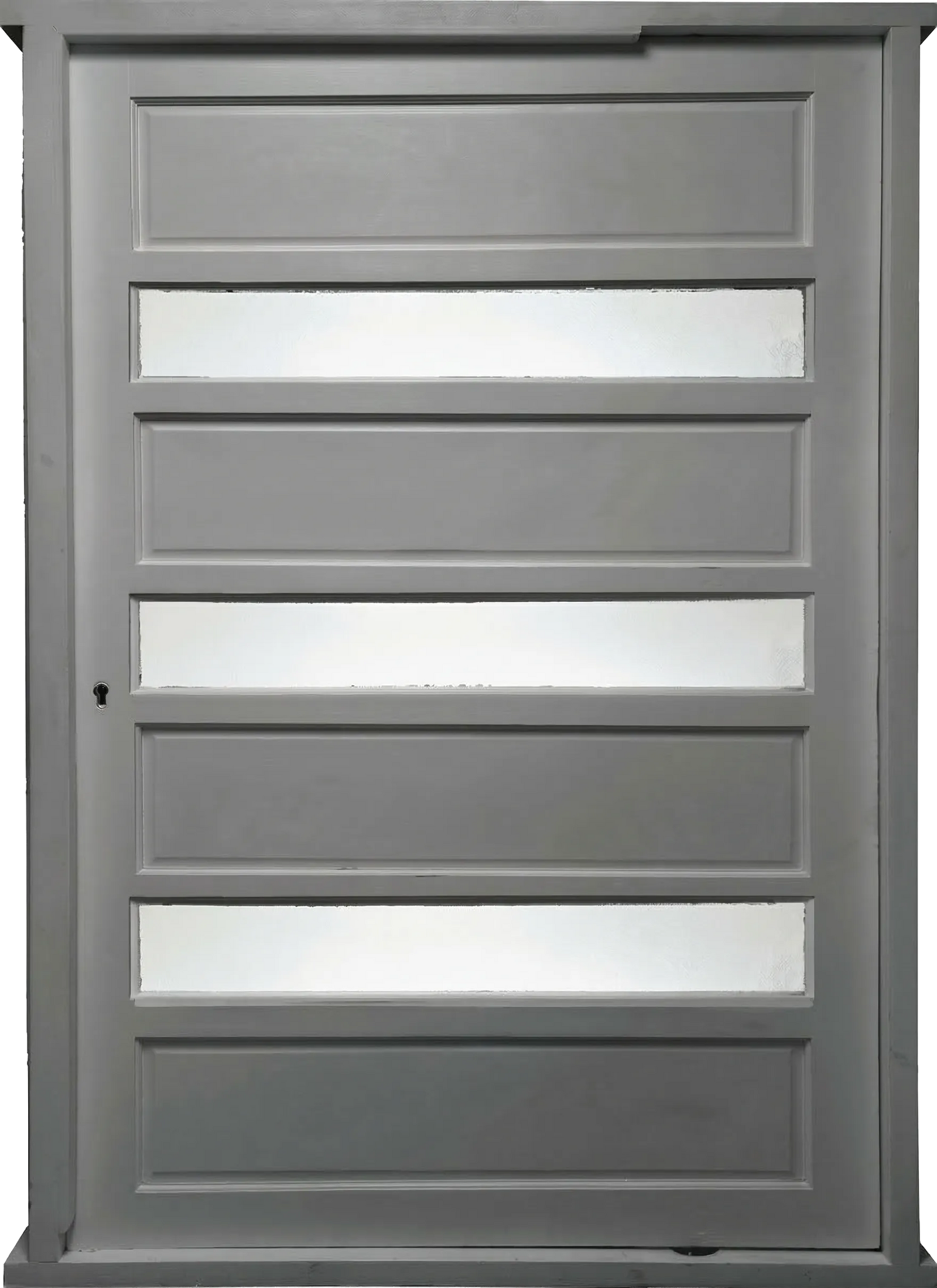 Hardwood 5-Panel Grey Pivot Door with Mirrored Glass - 1.2m x 2.1m