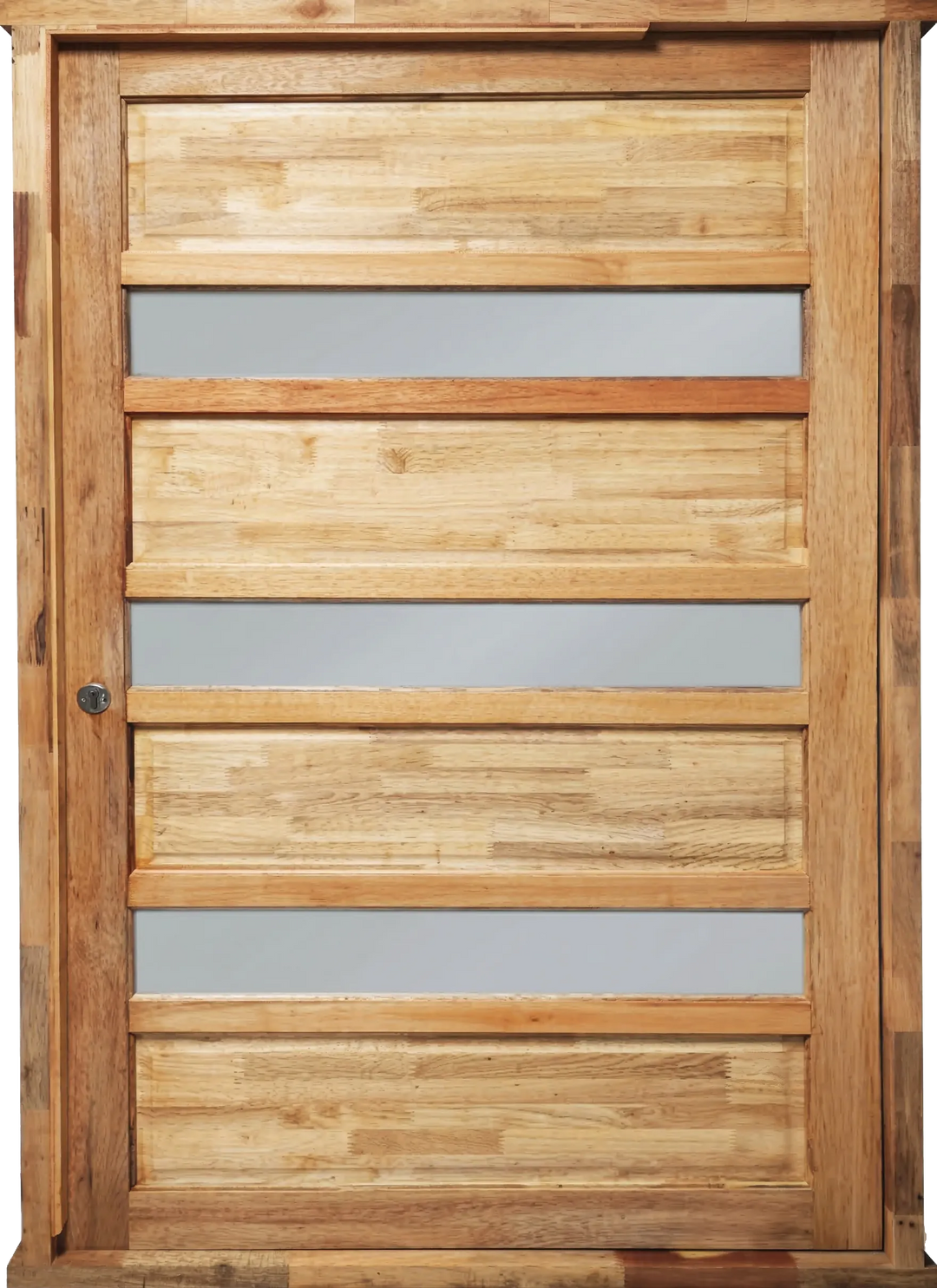 Hardwood 5-Panel Mahogany Pivot Door with Mirrored Glass inserts - 1.2m x 2.1m