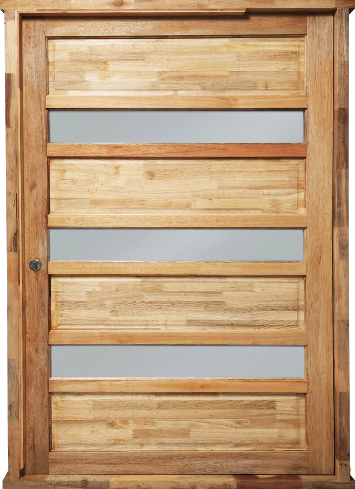 Hardwood 5-Panel Mahogany Pivot Door with Mirrored Glass inserts - 1.2m x 2.1m