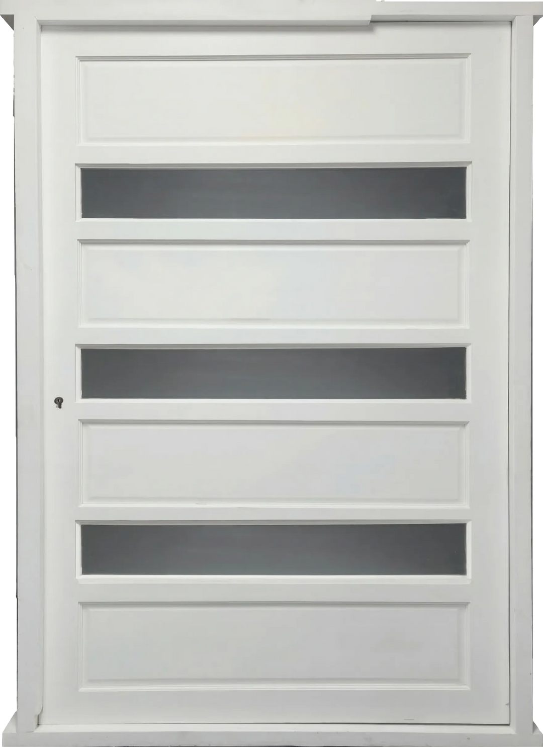 Hardwood 5-Panel White Pivot Door with Mirrored Glass inserts - 1.2m x 2.1m