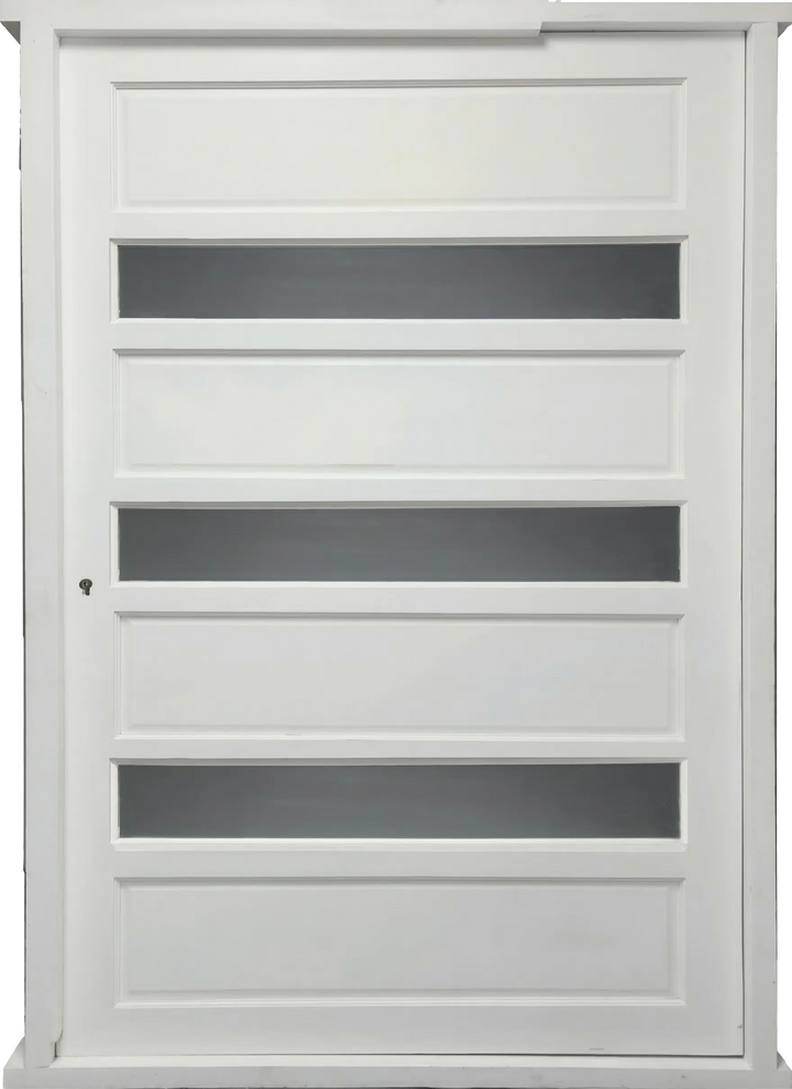 Hardwood 5-Panel White Pivot Door with Mirrored Glass inserts - 1.2m x 2.1m
