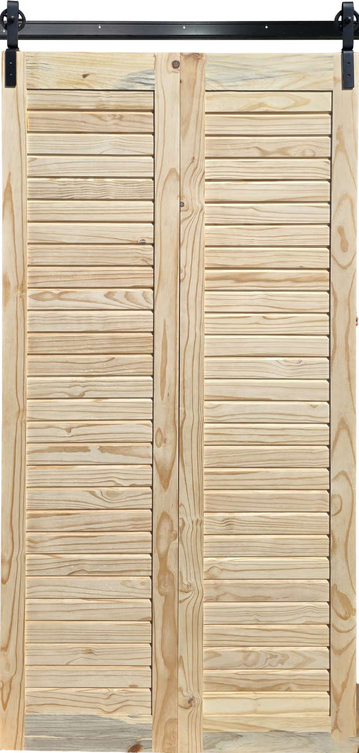 Pine Bifold Barn Door in closed position