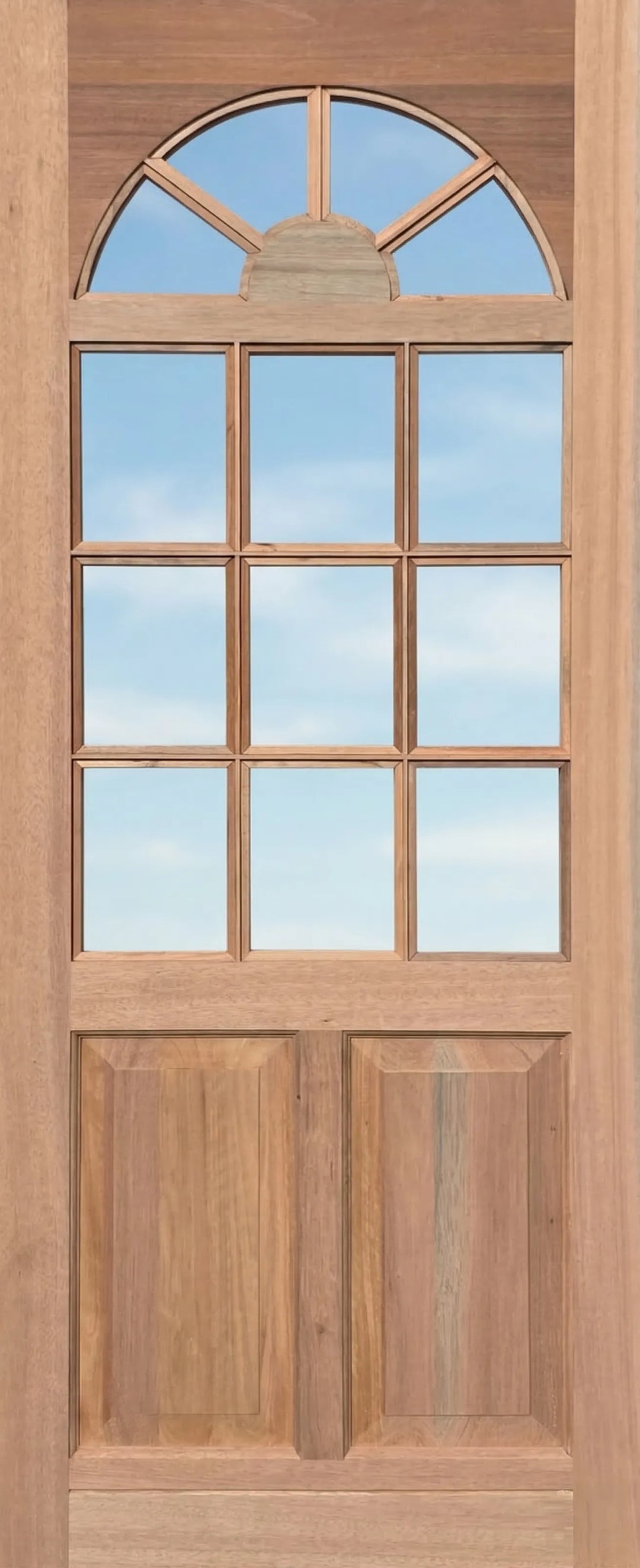 Kentucky Wooden door with glass panels and a textured finish