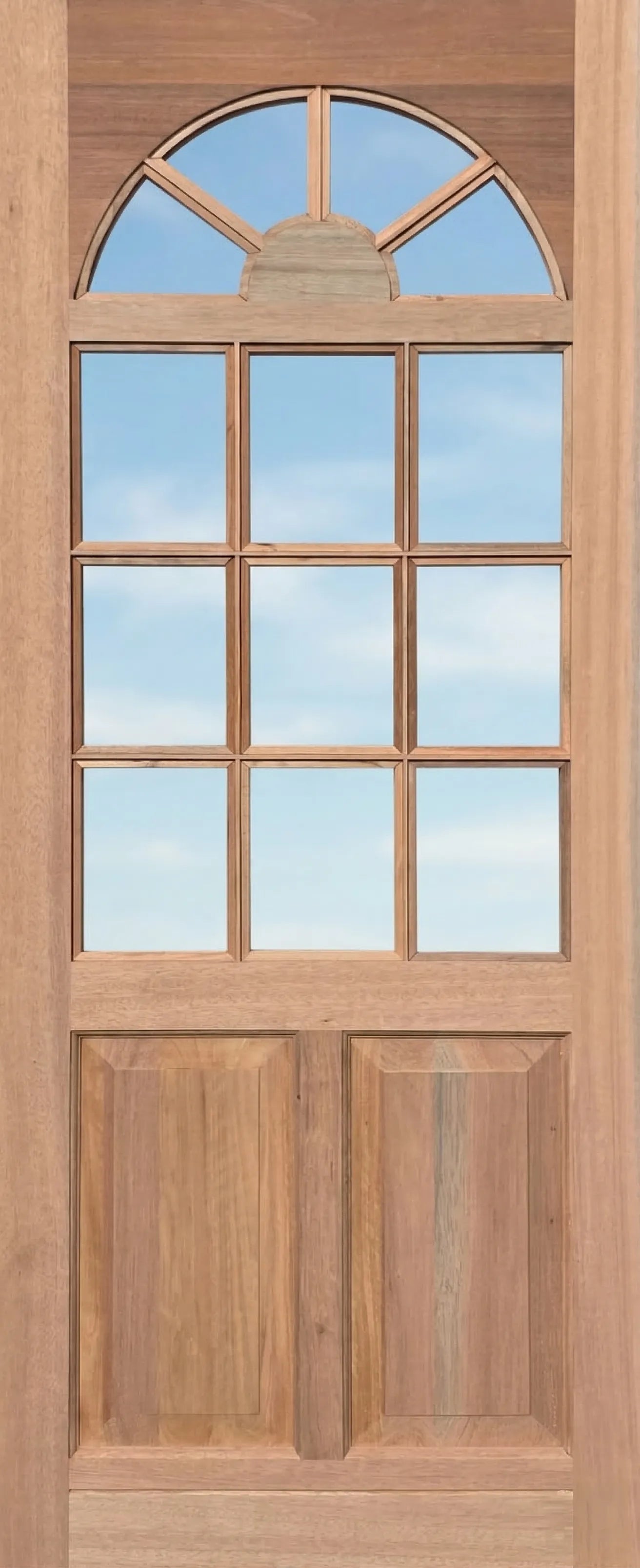 Kentucky Wooden door with glass panels and a textured finish