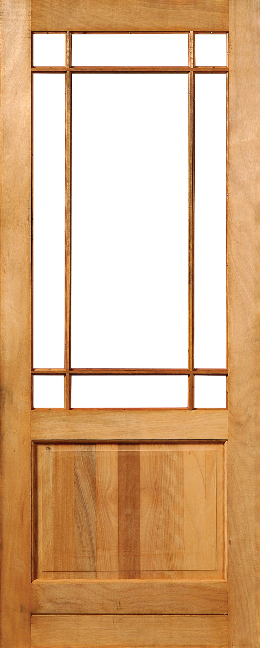 Swartland PD11 exterior door with large glass pane and solid bottom panel – Winsters range, pre-dipped in transit stabiliser.