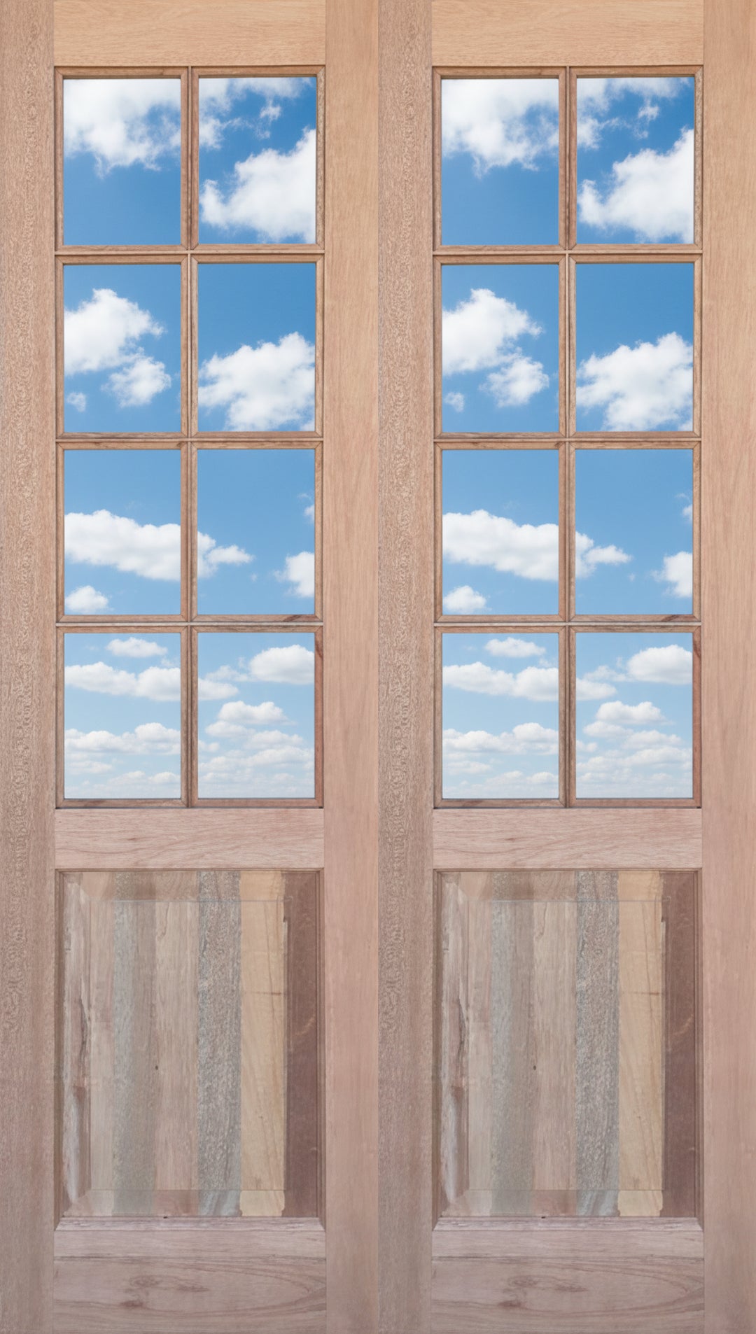 Pair of Small Pane top solid bottom doors 1210W x 2032H