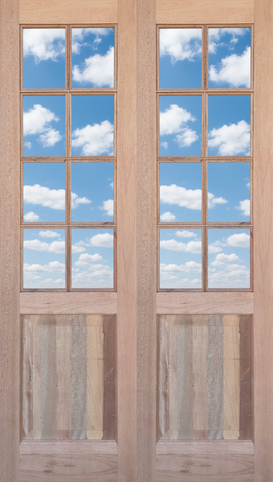 Pair of Small Pane top solid bottom doors 1210W x 2032H