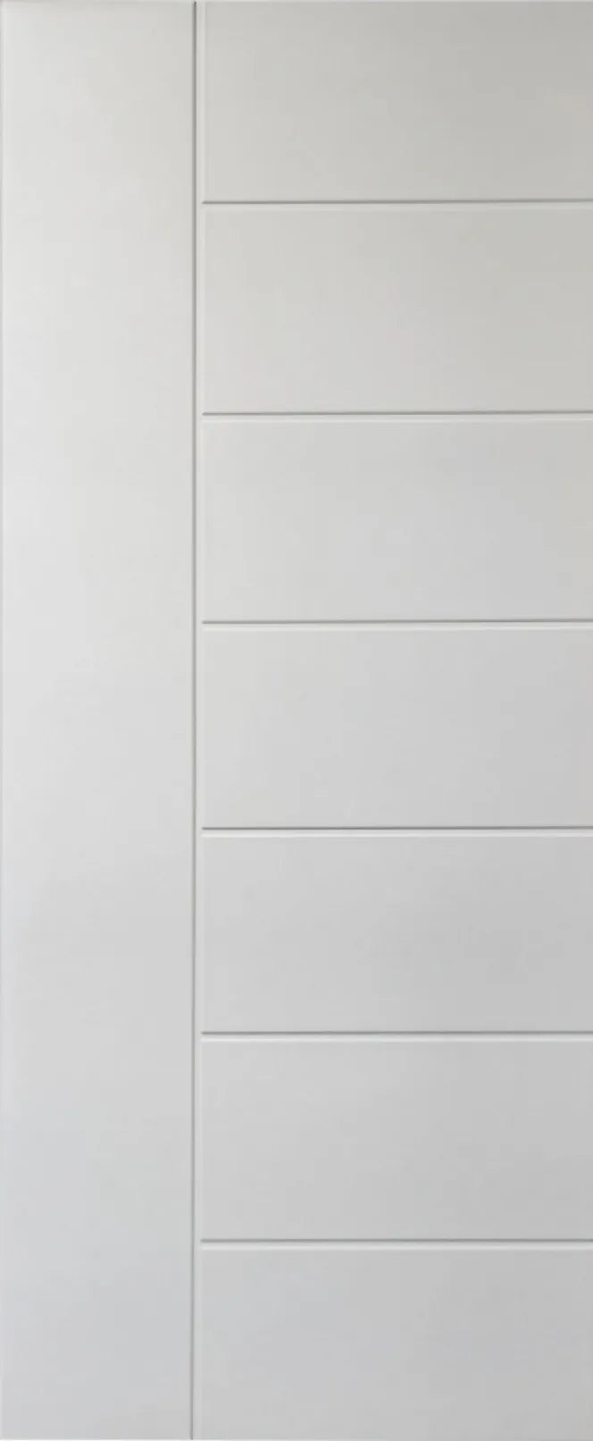 Boston White modern internal door with horizontal grooved design, 6mm skins, and professional white primed finish.