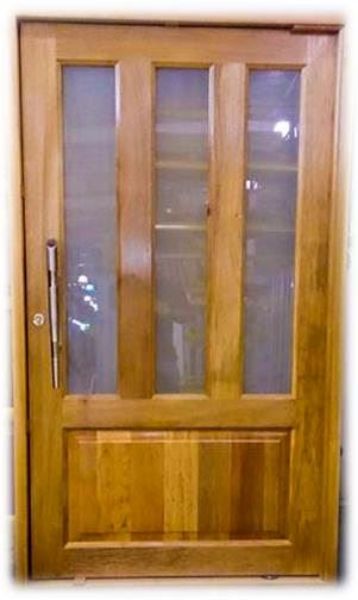 Picture of Vertical Slatted Glass Pivot Door Pre-Hung in frame 1200 X 2032