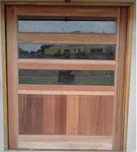 Picture of Horizontal Slatted Glass Pivot Door Pre-Hung in frame 1200 X 2032