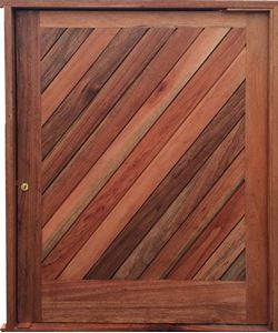 Picture of Diagonal Slatted Pivot Door Pre Hung in Frame 1200W X 2032H
