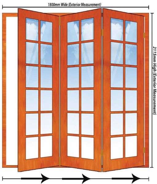 Picture of 1800mm 3 Door Small Pane Folding Unit RHS