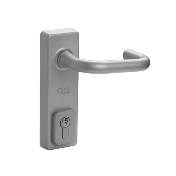 QS330 Exterior Access Lever Handle with Integrated Cylinder in Satin Stainless Steel