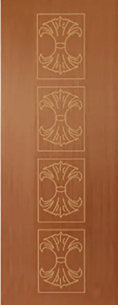 Ruby engraved Okoume veneer door with intricate design routered on one side