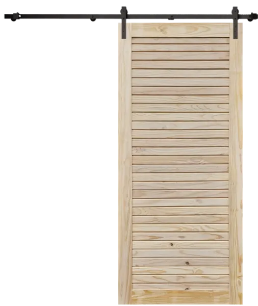 Horizontal Slatted Barn Door with sliding hardware