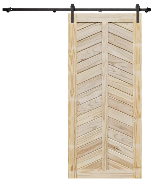 Herringbone Barn Door with chevron design and sliding hardware