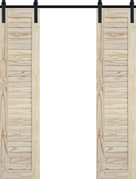 Double Horizontal Pine Barn Door Set - Sliding Barn Door with 2000mm Track