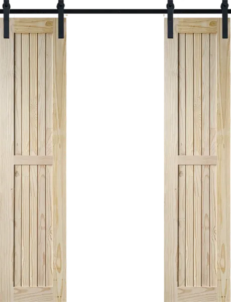 Double Vertical Pine Barn Door Set - Sliding Barn Door with 2000mm Track