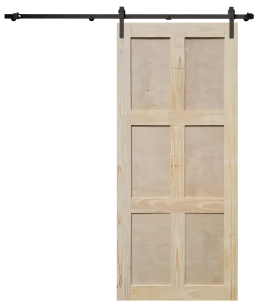 6 Panel Pine Barn Door - Six Panel Classic Design, 930mm x 2100mm